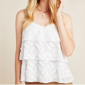 Anthropologie AMADI tiered cami white tank top size medium